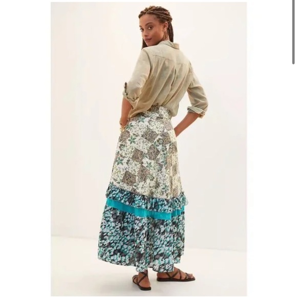 Anthropologie Raga Floral Patchwork Maxi Skirt Medium NWT - Picture 2 of 5